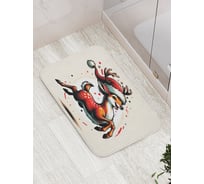 Коврик для ванной комнаты и туалета противоскользящий JoyArty "Радостный олень" 52x77 см, серия Новый год и Рождество bath_sd3883