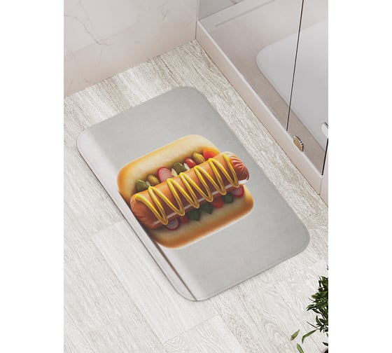 Коврик для ванной комнаты и туалета противоскользящий JoyArty "Хот-дог" 52x77 см bath_sd3454 1