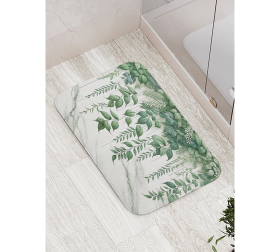 Коврик для ванной комнаты и туалета противоскользящий JoyArty "Стена листьев" 52x77 см bath_sd3535 1