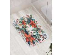 Коврик для ванной комнаты и туалета противоскользящий JoyArty "Лиственный венок" 52x77 см, серия Новый год и Рождество bath_sd3994
