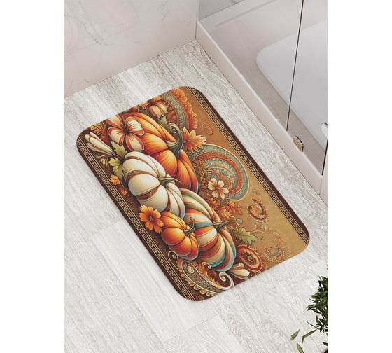 Коврик для ванной комнаты и туалета противоскользящий JoyArty "Тыквенная поляна" 52x77 см bath_sd4011 1