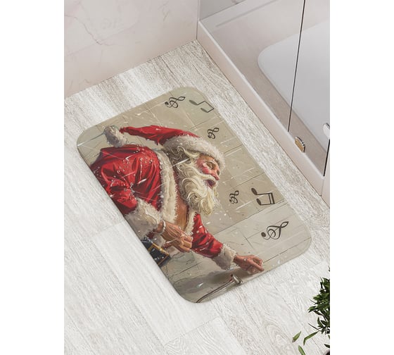 Коврик для ванной комнаты и туалета противоскользящий JoyArty "Звонкая песня" 52x77 см, серия Новый год и Рождество bath_sd3999 1