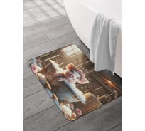 Коврик для ванной и туалета JOYARTY Хрюша с розами 58x38 см, sbmrec_sd3576_58x38