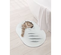 Коврик для ванной и туалета овальный противоскользящий JOYARTY Кот с царапиной 58x38 см sbm_31202_58x38