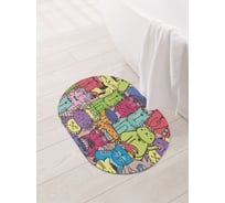 Коврик для ванной и туалета овальный противоскользящий JOYARTY Кошачья площадь 58x38 см sbm_26458_58x38