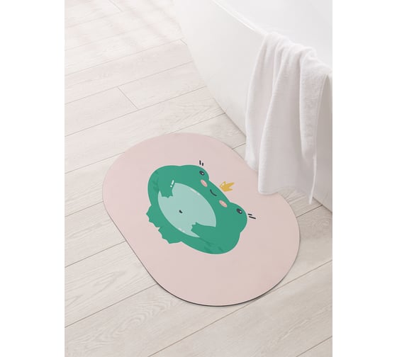 Коврик для ванной и туалета овальный противоскользящий JOYARTY Довольный лягушонок 58x38 см, серия День влюбленных и семьи sbm_422700_58x38 1