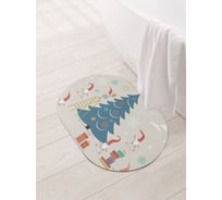 Коврик для ванной и туалета овальный противоскользящий JOYARTY Гномы украшают елку 58x38 см sbm_119570_58x38