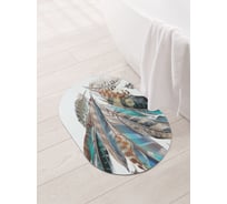 Коврик для ванной и туалета овальный противоскользящий JOYARTY Декоративные перья 58x38 см sbm_20238_58x38