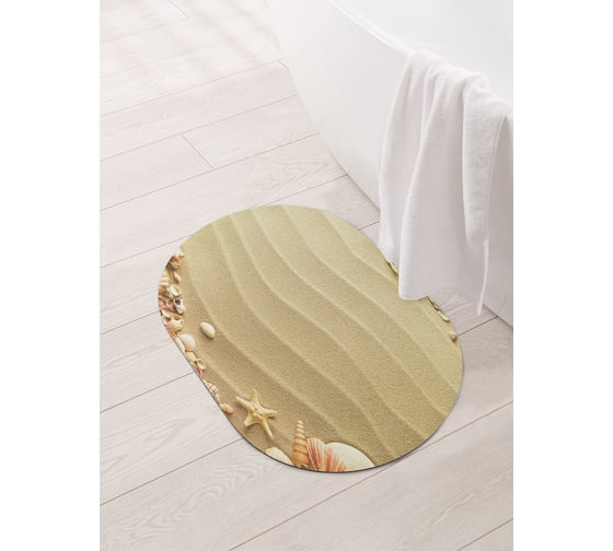 Коврик для ванной и туалета овальный противоскользящий JOYARTY Композиция на песке 58x38 см sbm_2792_58x38 1