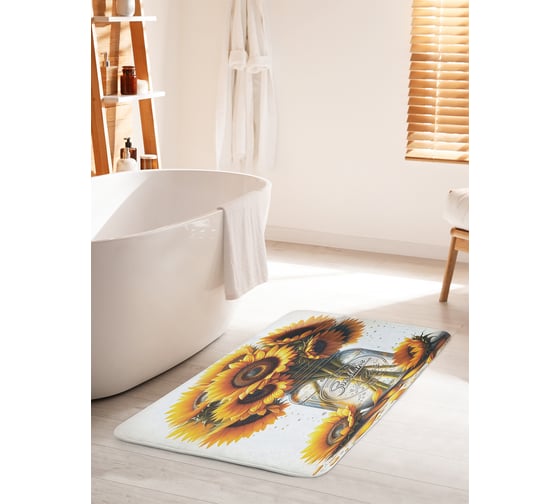 Коврик для ванной комнаты и туалета противоскользящий JOYARTY Букет подсолнухов 60x100 см bath_sd3447_60x100 1