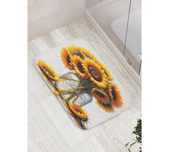 Коврик для ванной комнаты и туалета противоскользящий JOYARTY Букет подсолнухов 52x77 см bath_sd3447 1