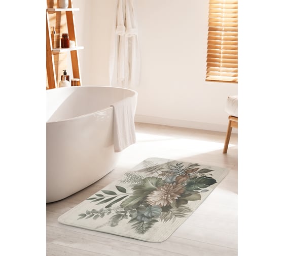 Коврик для ванной комнаты и туалета противоскользящий JOYARTY Винтажные цветы 60x100 см bath_sd3553_60x100 1