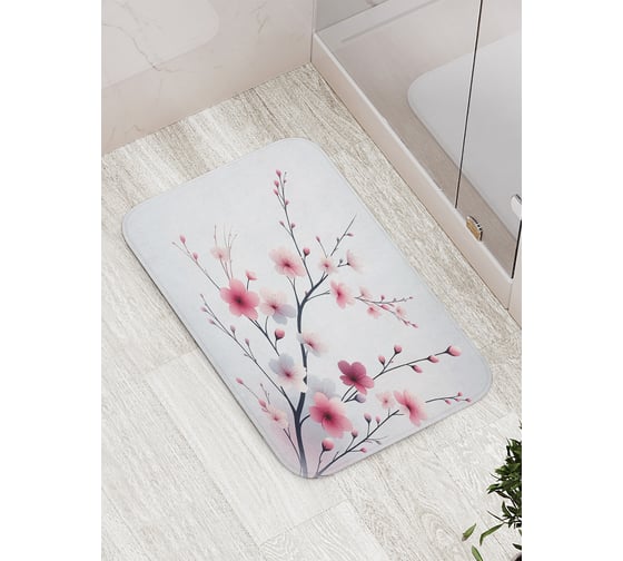 Коврик для ванной комнаты и туалета противоскользящий JOYARTY Ветка сакуры 52x77 см bath_sd3487 1
