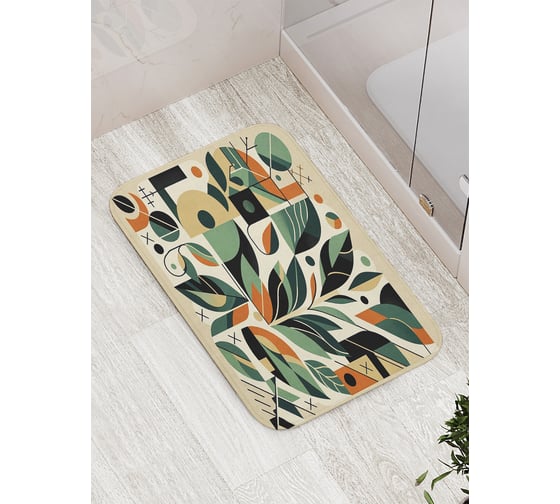 Коврик для ванной комнаты и туалета противоскользящий JOYARTY Геометрия листьев 52x77 см bath_sd3543 1