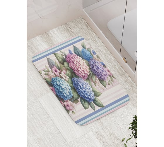Коврик для ванной комнаты и туалета противоскользящий JOYARTY Гортензия 52x77 см bath_sd3407 1