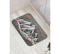 Коврик для ванной комнаты и туалета противоскользящий JOYARTY Горы в огоньках 52x77 см, серия Новый год и Рождество bath_sd3964