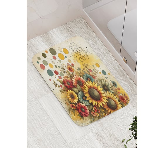 Коврик для ванной комнаты и туалета противоскользящий JOYARTY Волшебные цветы 52x77 см bath_sd3563 1