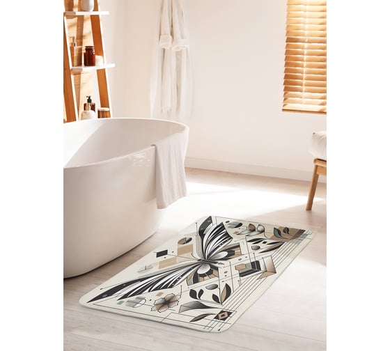 Коврик для ванной комнаты и туалета противоскользящий JOYARTY Бабочка линиями 60x100 см bath_sd3544_60x100 1