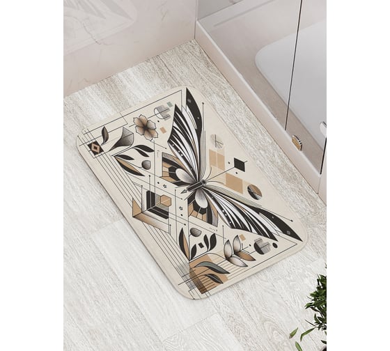 Коврик для ванной комнаты и туалета противоскользящий JOYARTY Бабочка линиями 52x77 см bath_sd3544 1