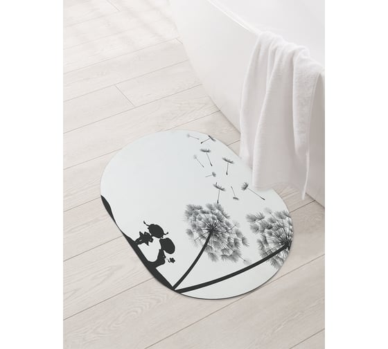 Коврик для ванной и туалета овальный противоскользящий JOYARTY Романтика у одуванчиков 58x38 см sbm_8364_58x38 1