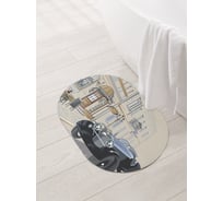 Коврик для ванной и туалета овальный противоскользящий JOYARTY Ретро кабриолет у кафе 58x38 см sbm_60127_58x38