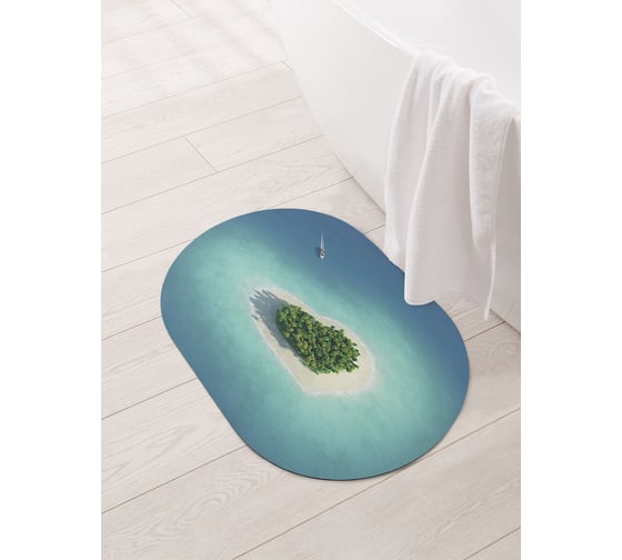 Коврик для ванной и туалета овальный противоскользящий JOYARTY Остров любви 58x38 см, серия День влюбленных и семьи sbm_91946_58x38 1