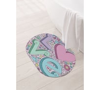 Коврик для ванной и туалета овальный противоскользящий JOYARTY Объемные буквы и сердца 58x38 см, серия День влюбленных и семьи sbm_41631_58x38