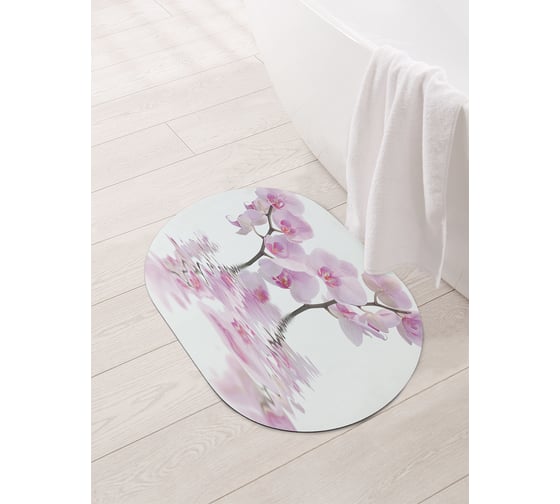 Коврик для ванной и туалета овальный противоскользящий JOYARTY Плавучие цветы 58x38 см sbm_17601_58x38 1