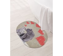 Коврик для ванной и туалета овальный противоскользящий JOYARTY Любвеобильные коты 58x38 см, серия День влюбленных и семьи sbm_25649_58x38