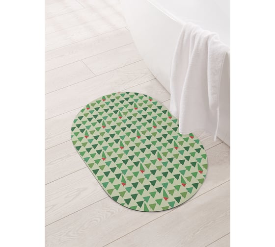 Коврик для ванной и туалета овальный противоскользящий JOYARTY Украли ёлку 58x38 см sbm_427867_58x38 1