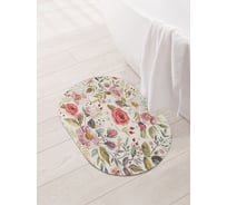 Коврик для ванной и туалета овальный противоскользящий JOYARTY Цветочное знакомство 58x38 см sbm_29975_58x38