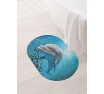 Коврик для ванной и туалета овальный противоскользящий JOYARTY Любопытный дельфин 58x38 см sbm_20437_58x38