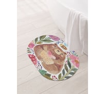 Коврик для ванной и туалета овальный противоскользящий JOYARTY Медведь в цветах 58x38 см sbm_14555_58x38