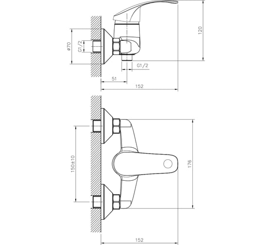 Одноручный смеситель для душа Decoroom DR71055