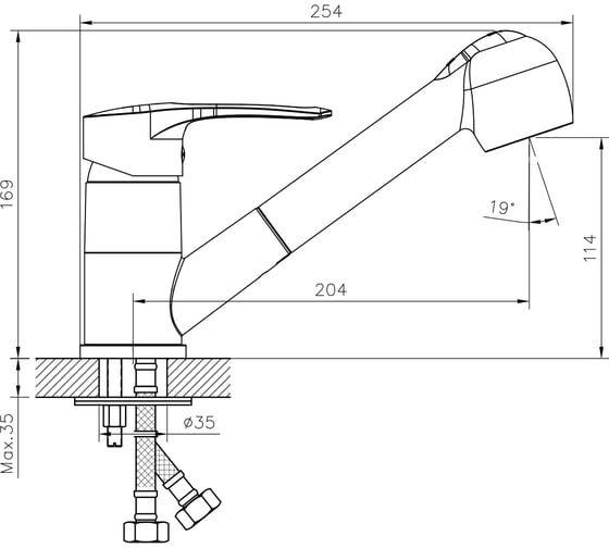 Одноручный смеситель для кухни Decoroom с вытяжным изливом DR70023