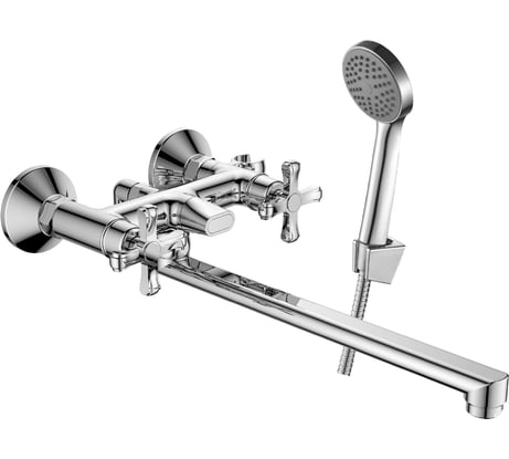 Двуручный смеситель для ванны Decoroom универсальный, с поворотным изливом 300 мм DR52043