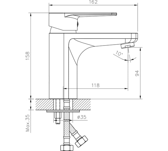 Одноручный смеситель для умывальника Decoroom монолитный DR72011