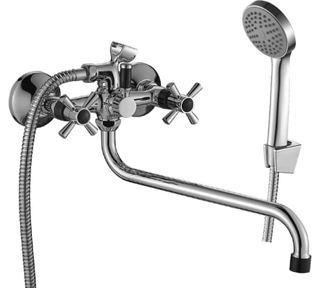 Двуручный смеситель для ванны Decoroom универсальный, с поворотным изливом 300 мм DR51045-Black