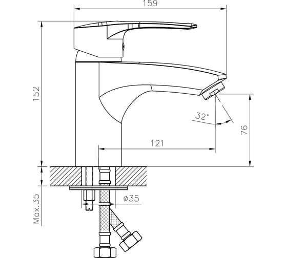 Одноручный смеситель для умывальника и биде Decoroom монолитный DR70015