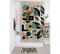 Штора занавеска для ванной тканевая JOYARTY Геометрия листьев 180x200 см, sc_sd3543