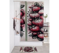 Штора занавеска для ванной тканевая JOYARTY Клубника 180x200 см, sc_sd3444