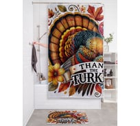 Штора занавеска для ванной тканевая JOYARTY Индюшка в цветах 180x200 см, sc_sd4028