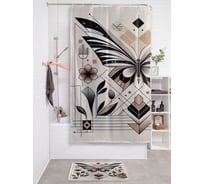 Штора занавеска для ванной тканевая JOYARTY Бабочка линиями 180x200 см, sc_sd3544