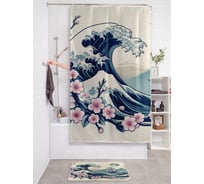 Штора занавеска для ванной тканевая JOYARTY Корабль на волнах 180x200 см, sc_sd3565