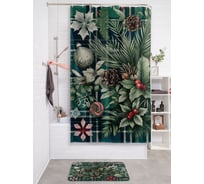 Штора занавеска для ванной тканевая JOYARTY Клетчатая композиция 180x200 см, серия Новый год и Рождество sc_sd3912