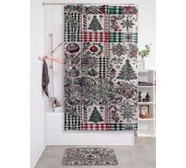 Штора занавеска для ванной тканевая JOYARTY Елочная мозайка 180x200 см, серия Новый год и Рождество sc_sd3941