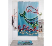 Штора занавеска для ванной тканевая JOYARTY Кит в огоньках 180x200 см, серия Новый год и Рождество sc_sd3889