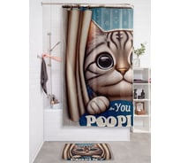 Штора занавеска для ванной тканевая JOYARTY Большие глаза 180x200 см, sc_sd3469