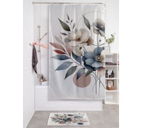 Штора занавеска для ванной тканевая JOYARTY Геометрия цветов 180x200 см, sc_sd3507