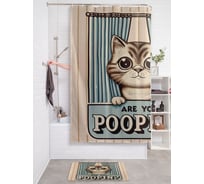 Штора занавеска для ванной тканевая JOYARTY Кот из шторки 180x200 см, sc_sd3468